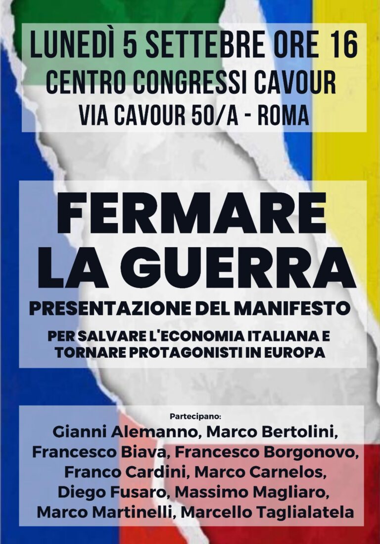 Gianni Alemanno:" Fermare la guerra, salvare l'Italia"