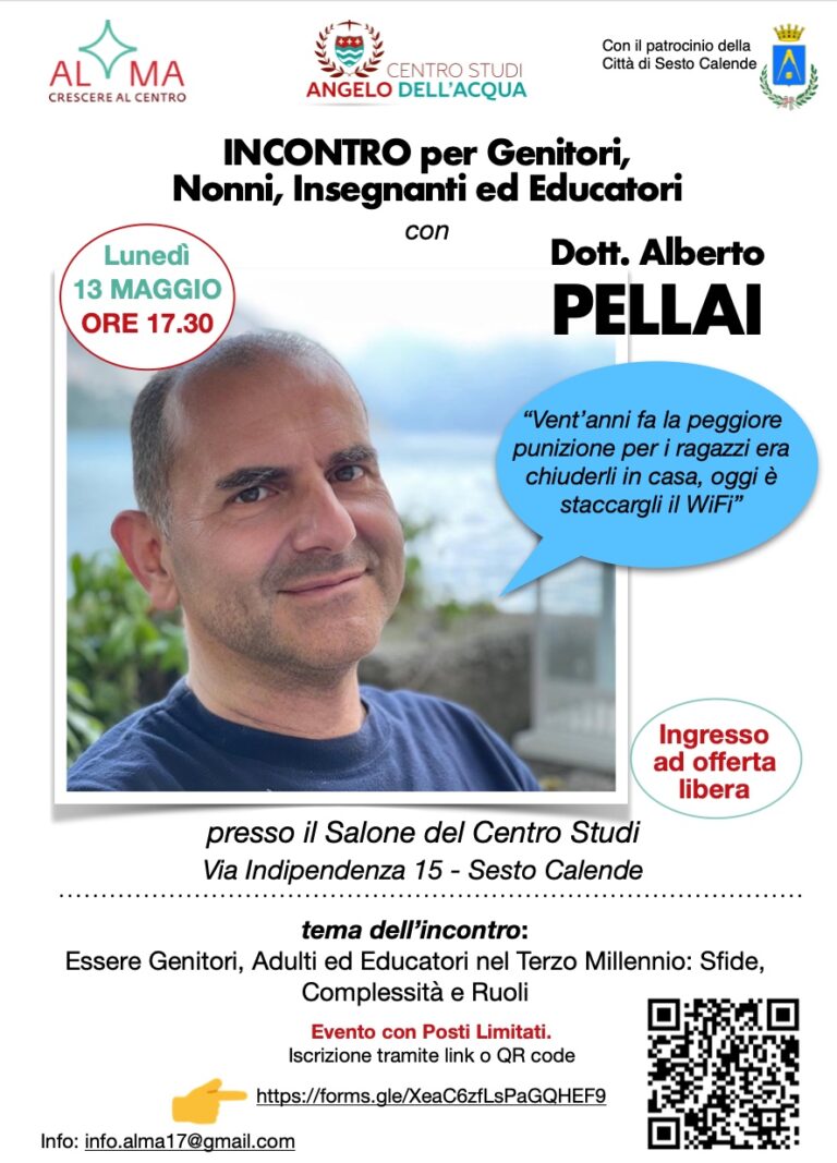 Incontro con il Dottor Pellai - Lunedì 13 maggio 2024, alle ore 17.30 - Centro Studi Cardinal Angelo Dell’Acqua