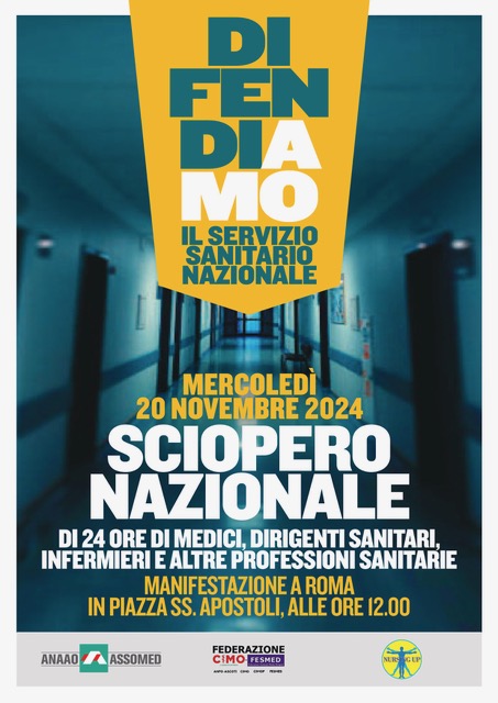 sciopero generale di 24 ore di medici, dirigenti sanitari, infermieri